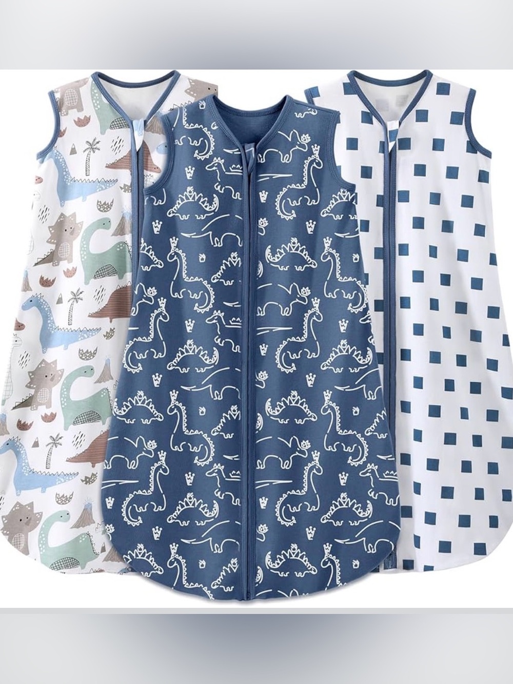 YOOFOSS Sleeveless Zip Sleep Sacks - Navy, White & Multicolor Dino Set